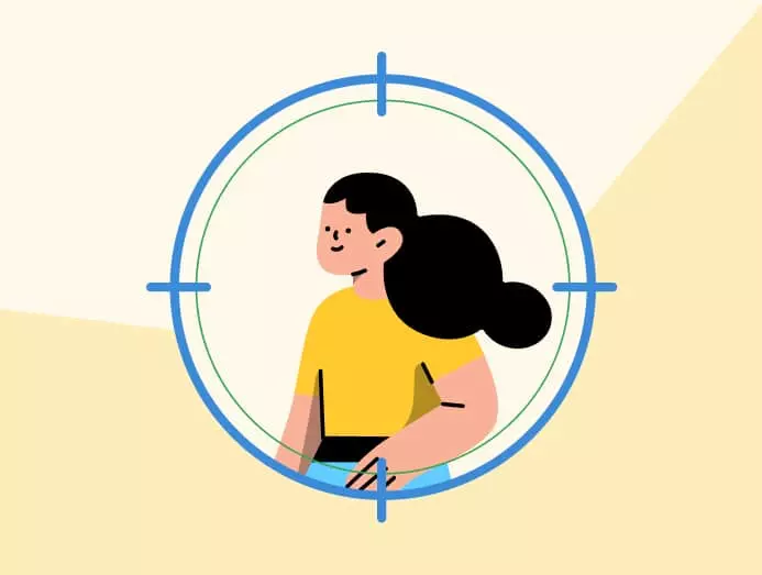 illustration d'une fille ciblée par un viseur de campagne Google Ads