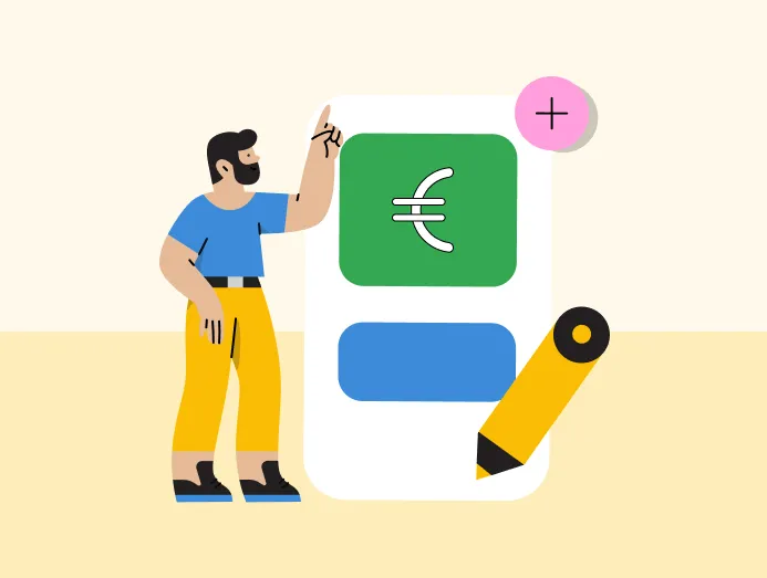 Illustration d'une annonce Google Ads avec plusieurs blocs, notamment le sigle euro.