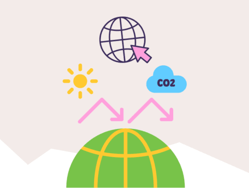 Illustration de l'effet de serre avec un nuage de CO2 