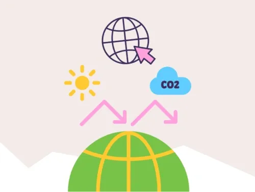 Illustration de l'effet de serre avec un nuage de CO2 