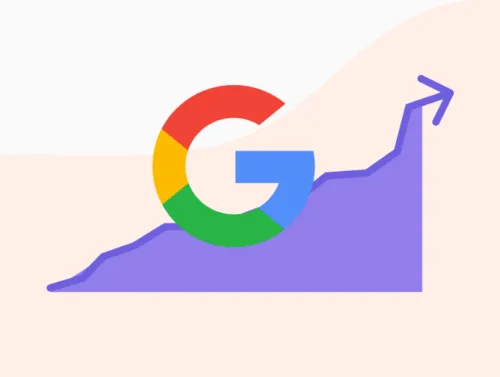 Logo de Google devant un graphique SEO en augmentation  Glisser