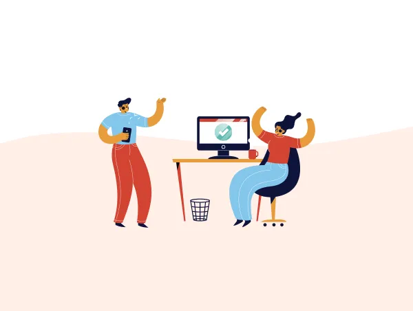 Illustration de deux personnes qui font appel à une agence web.