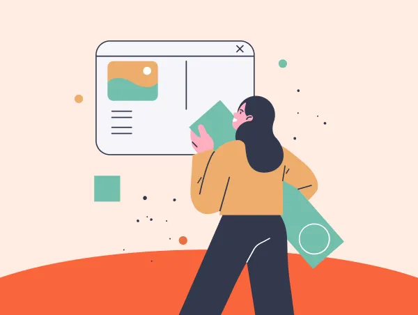 Illustration d'une femme modifiant une page d'un site suite à des résultats d'UX Research