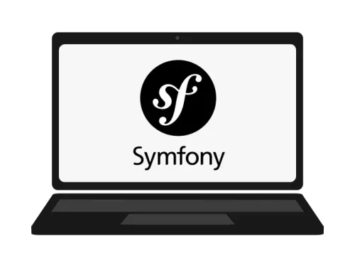Ordinateur avec le logo Symfony