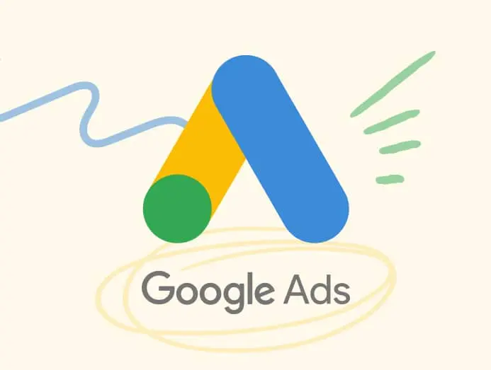 Logo google ads sur un fond jaune